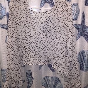 Long Sleeve Cropped Blouse W/ Stars